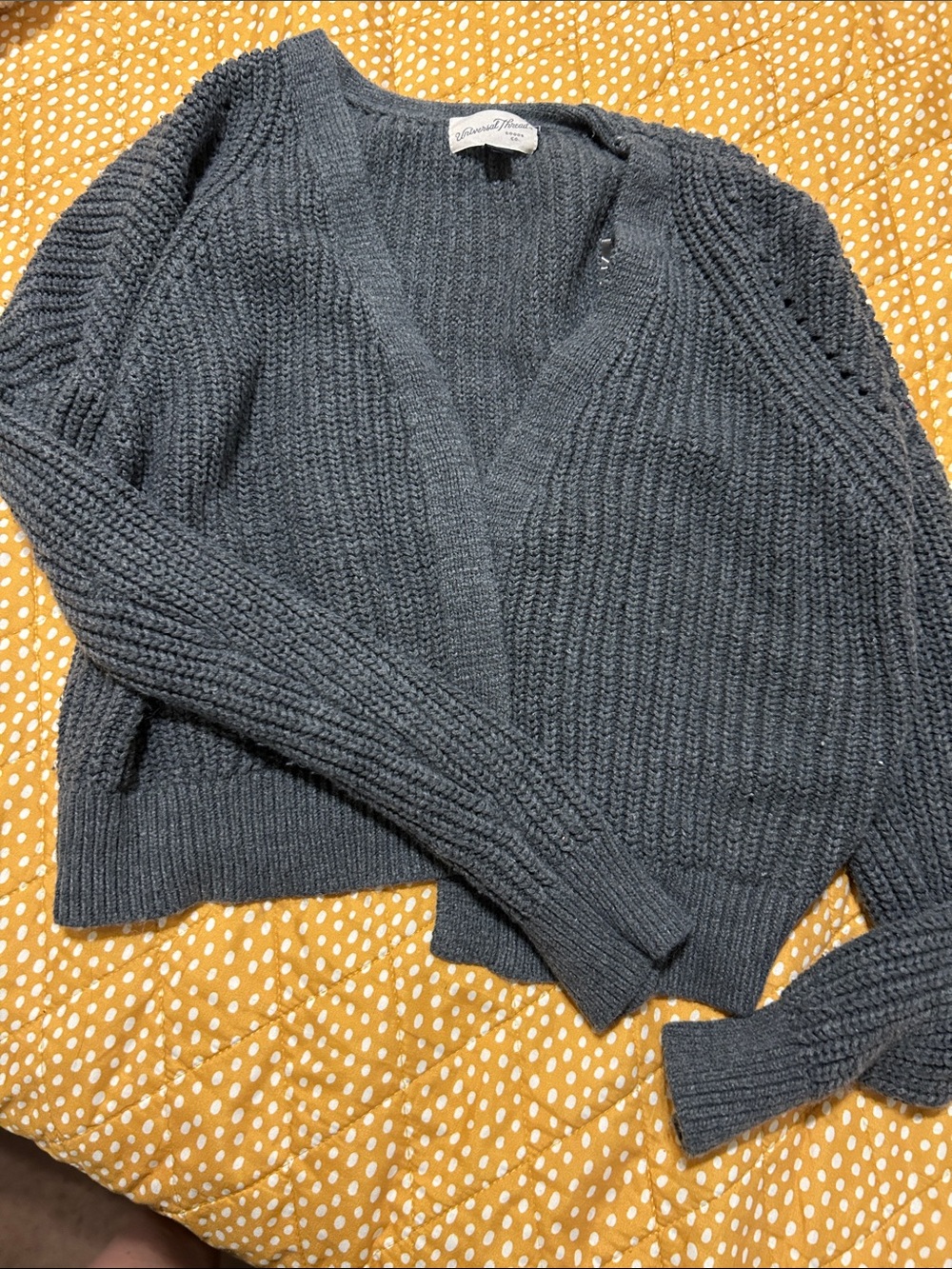 Universal Thread Charcoal Gray Open-Front Ribbed Cardigan